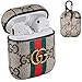 Influence of Fashion for AIRPODS Leather Case,Luxury Cover for Airpod 1/2,Wireless Headphone Designer Cool Keychain Protective Shockproof Luxurious Cases Ring for Girls Man Woman Air pods(Classic GG