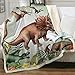 Sleepwish Jungle Dinosaur Throw Blanket for Boys Girls, Green and Brown, Lightweight Soft & Fuzzy Fleece Plush Blanket Watercolor Kids Throw Blankets for Couch Bed Sofa Travel 50
