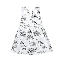 Lurryly Toddler Infant Baby Girls Dress Cartoon Dinosaur Print Dresses Clothing Outfits 0-3T (Size:3T, Label Size:110, White)