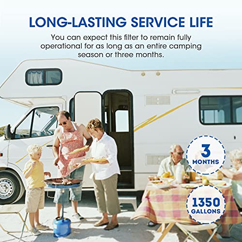 GLACIER FRESH RV/Marine Water Filter with 2 Flexible Hose Protector