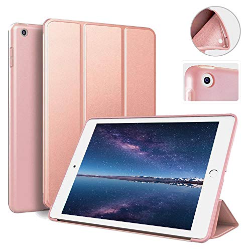 IPad 9.7 inch 2017/2018 Case aoub Ultra Slim Lightweight Smart Trifold Stand Cover with Magnetic Auto Wake & Sleep Function/Soft TPU Back Cover for iPad 5th/6th Generation (Rose Gold)