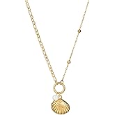 WASAIE Boho Seashell Pendant Necklaces for Women,Summer Dainty Ocean Seashell Conch Charm Pendant Necklace Stainless Steel Chain Surfer Boho Jewelry Charms Choker For Women Beach Holiday