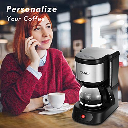 5Cup Coffee Maker, HEYNEMO Small Coffee Maker with Glass Carafe and