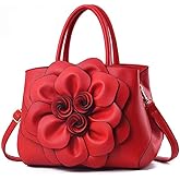 GJGJTER Tote Top-handle Handbags for Women 3D Floral Purse PU Leather Hobo Crossbody Shoulder Bag Satchel