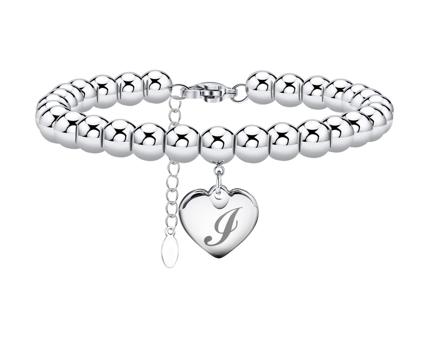 Monily Initial Bracelet for Women Heart Tag Bead