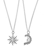 MJartoria Best Friend Necklace Sun and Moon BFF Necklace for 2 Friendship or Couples Matching Necklaces Jewelry Gifts