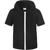 Spring&Gege Boys Lightweight Full Zip Hoodies Short Sleeve Hooded Sweatshirt (5-14 Years)