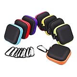 Sunmns 8 Pieces in Ear Bud Earphone Headset Headphone Case Mini Storage Carrying Pouch Bag with Carabiners