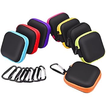 Sunmns 8 Pieces in Ear Bud Earphone Headset Headphone Case Mini Storage Carrying Pouch Bag with Carabiners