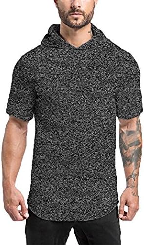 Spring New Design Hipster T Shirt Hooded Swag Hip Hop Notch Neck Side Split Curved Hem (L, Gray)