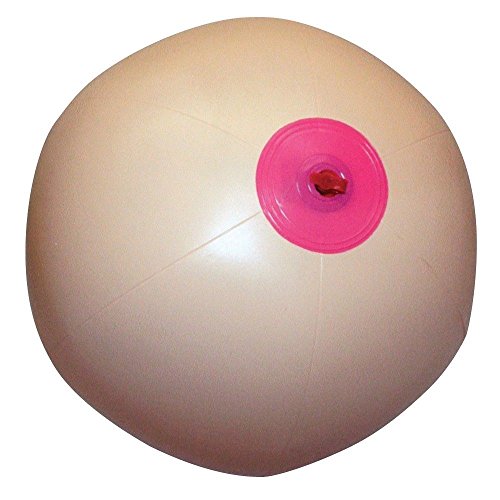Inflatable Boob Shaped Beach Ball: Adult Prank Gag Joke, 12 Inches