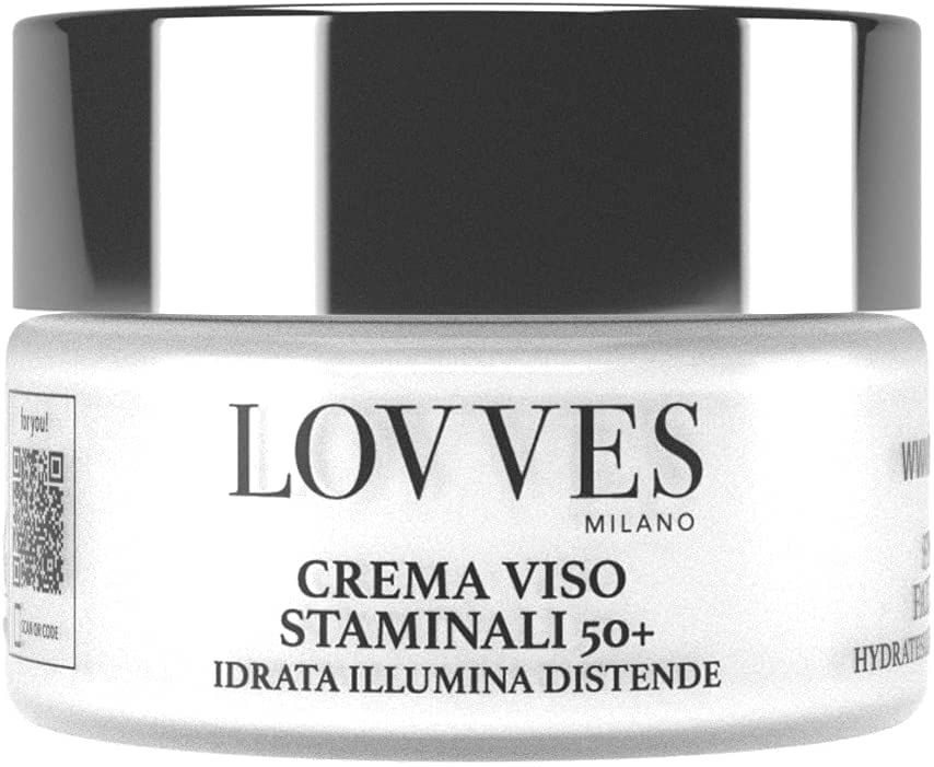 LOVVES Stem Cells Face Cream 50+, High Natural Cosmetics, Anti-Wrinkle Stem Cells Face Cream, Anti-aging for Mature Skin, Moisturizing, for Day and Night, Glass Jar Format 50 ml
