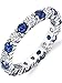 Sterling Silver 925 Eternity Ring Engagement Wedding Band With Simulated Sapphire Blue Color Cubic Zirconia 8