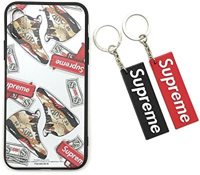 Supreme x Jordan Retro 5 Camo Iphone 7 Plus and Iphone X Case With 2 Keychains Yeezy (Iphone X)