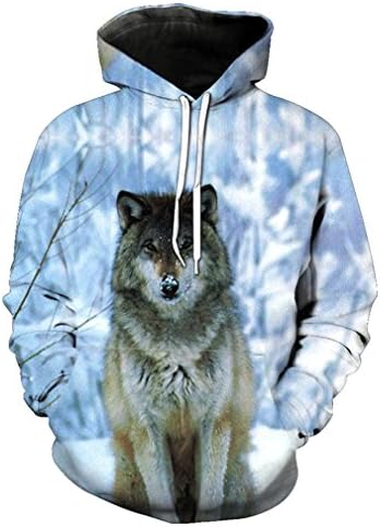 Wolfhdies Wolf Style Snow Watchman Leisure Hooded Sweatshirt Autumn Casual Pullover XXXL
