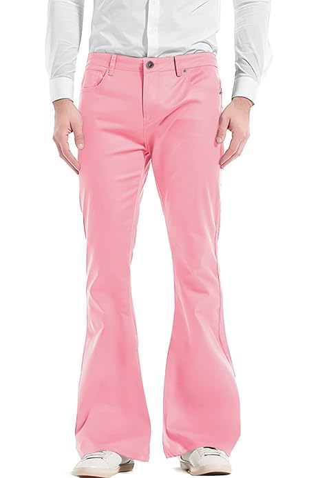 60s 87s Disco Pants for Men,Vintage Bell Bottom Casual Jeans Pants  