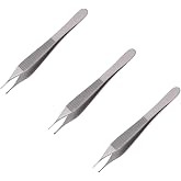 SURGICAL ONLINE Set of 3 Micro/Fine point Adson Tissue 1x2 Teeth Forceps 4.75" Surgical Plastic Surgery Instruments