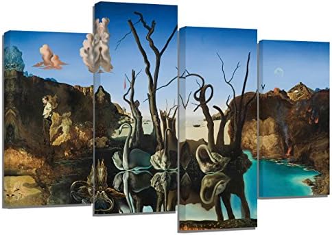 Salvador Dali/Swans reflecting elephants/set of 4 canvas prints/ 32"x 20"