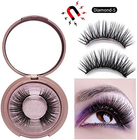 Yeldou False Eyelash Set, Magnetic False Eyelashes, Magnetic Eyeliner and Eyelash Tweezers, No Glue 5 Magnets Can Be Reusedï¼ŒNatural Soft Eyelash Extension