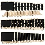 TecUnite 30 Pieces Mini Chalkboard Sign with Easel Stand, Wood Rectangle Small Blackboard Place Cards for Weddings, Parties, Table Numbers Message, Food Signs and Special Event Decoration