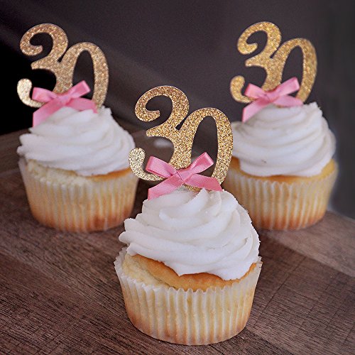 30th Birthday Cupcake Toppers 12CT. 30th Birthday Decoration.
