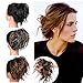 Tousled Updo Messy Bun Hair Piece Scrunchies Synthetic Wavy Bun Extensions Rubber Band Elastic Scrunchie Chignon Instant Ponytail Hairpiece for Women #30T4 Dark Auburn & Medium Brown