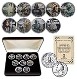 STAR WARS Licensed 1977 Washington Quarters Collectible Art 9-Coin Set with BOX and CERTIFICATE