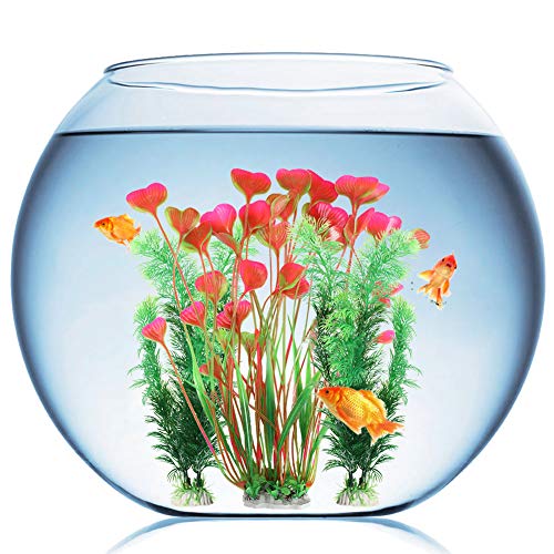 Tacobear 3PCS Artificial Aquarium Plants Decor Plastic Fish Tank Plants Decorations Ornament Aquatic Plant Colorful Water Plants (3PCS Two Styles)