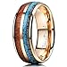 Three Keys Jewelry 8mm Tungsten Wedding Ring Koa Wood Antler Turquoise Inlay Vikings Hunting Ring Band