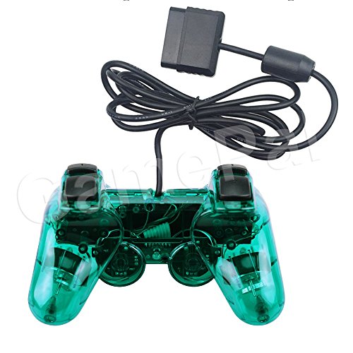 PlayStation 2 Controller, GamePal Double Shock Gamepad for Sony PS2, Wired (Green)