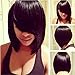 Sythetic Short Straight Bob Wigs Jet Black 1b for Women with Side Bangs Heat Resistant Synthetic None Lace Wig