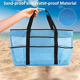 Beach Bag, Extra Large Beach Bags for Women Waterproof Sandproof, Mesh Beach Tote Bags Pool Bag Beach Essentials