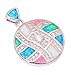 CiNily Opal Necklace,Created Blue Pink White Fire Opal Zircon Women Jewelry Gemstone 14K White Gold Plated Rainbow Pendant Necklace