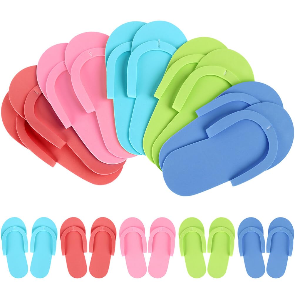 Toyvian Disposable Pedicure Slippers, 24 Pairs of Disposable Pedicure Foam Slippers, Multi Color Foldable Salon Flip-flops for Nail Foot Spa Beach Party