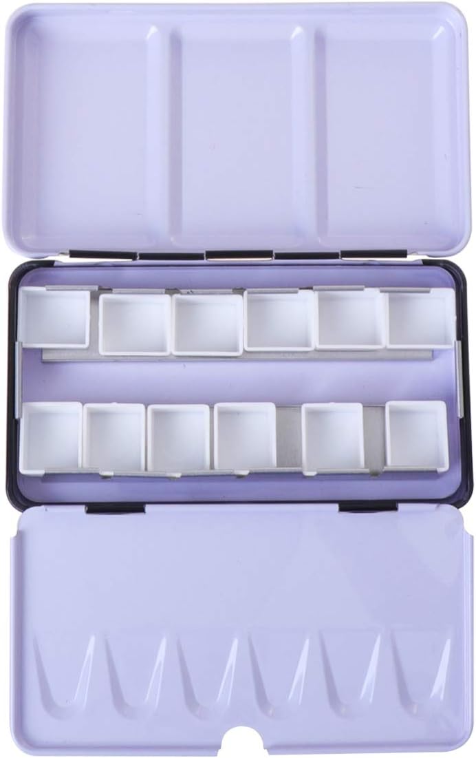 Exceart 12Grids Empty Watercolor Palette with Lid Simple