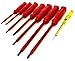 Bastex Electricians Grade Insulated Screwdriver 8 Piece Set. Anti-Shock Red Handled (1,000Volt) Complete with Mains Tester(100v to 250V testing range)For Electrical Work Household Usage