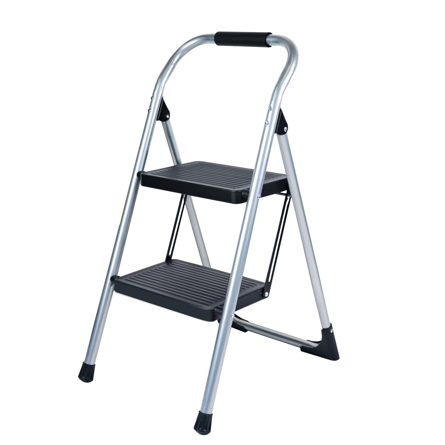 Photo 1 of 2 Step Ladder for Kitchen Step Stool, Lightweight Folding Step Stool with Curved Safety Handrail, Auto-Lock Mechanism & Non-Slip Wide Pedals, Slim&Foldable for Home Indoor?Sliver?