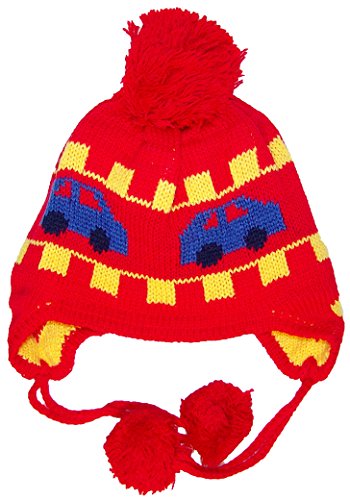 Best Winter Hats Baby/Infant Cars Design Fleece Lined Ear Flap Hat (One Size) - Red - Thumbnail 2