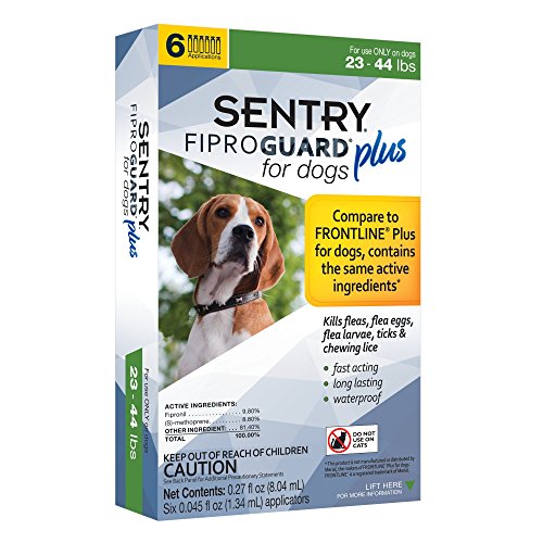 Sentry FIPROGUARD PLUS for Dogs & Puppies 23-44 lbs. Topical Flea & Tick Treatment, 6 Month Supply