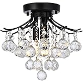 Elegant Lighting Toureg 12" Metal and Crystal Flush Mount in Black