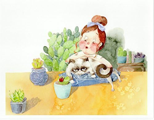 GIRL, LADY BUG and PLANTS GICLEE art print, from original watercolor illustration