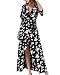 CHERFLY Womens Floral Wrap Maxi Dress Short Sleeve Deep V Neck Split Flowy Sundress with Belt(MC1,US12-14)