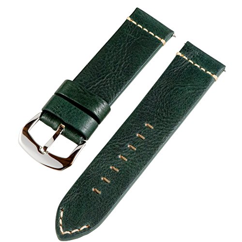 Clockwork Synergy Dapper Collection - 22mm Green Vintage Leather Watch Band