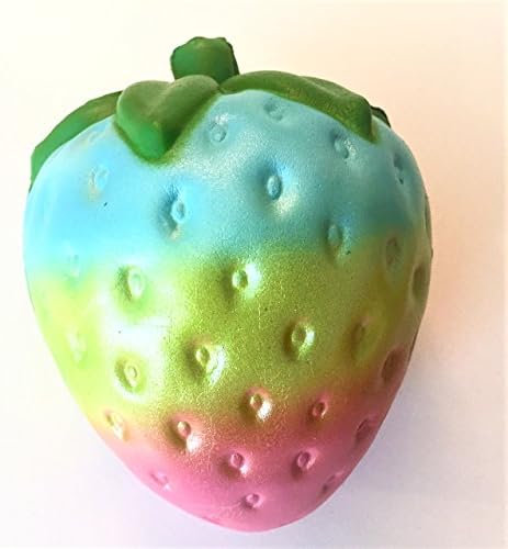 PFS Jumbo 5" Very Rare Rainbow Pink Strawberry Slow Rising Squishy Bread Model Collectible Kids Toy
