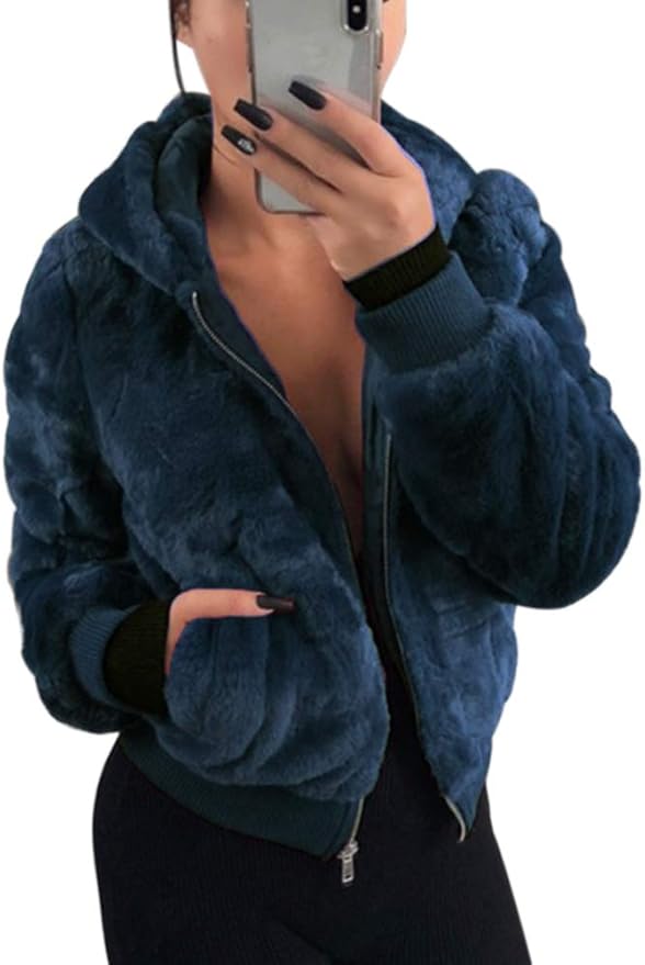 fuzzy zipper jacket