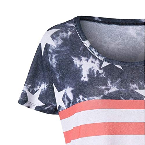 image for Emimarol Women Blouse American Flag Printed T-Shirt Short Sleeve O Nec
