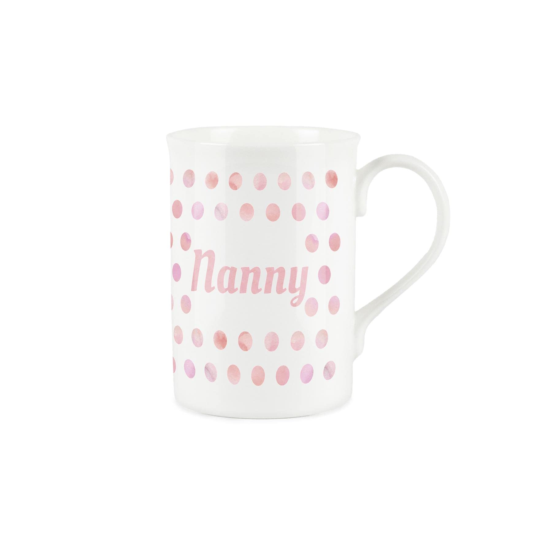 Purely Home Pink Polka Dots Spots Nanny Mug - Fine Bone China Gift/Present Mug for Nanny
