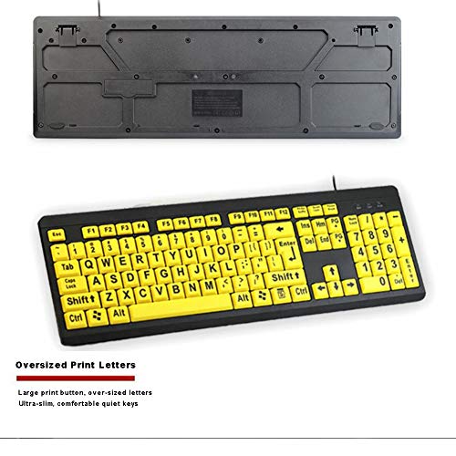 BOOGIIO Large Print Computer Keyboard, Wired USB High Contrast Keyboard with Oversized Print