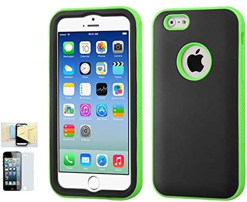 iPhone 6, 6s Case, [Armor] Heavy Duty [Black Green] Dual Layer EXTREME Protection Cover Heavy Duty Momiji® [Screen Guard] Protector, Cleaning Cloth for iPhone 6, 6s