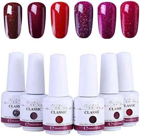 UMFun 6Pcs Gel Nail Polish Set UV LED Soak Off Gel Nail Art Kit Perfect Charm Color